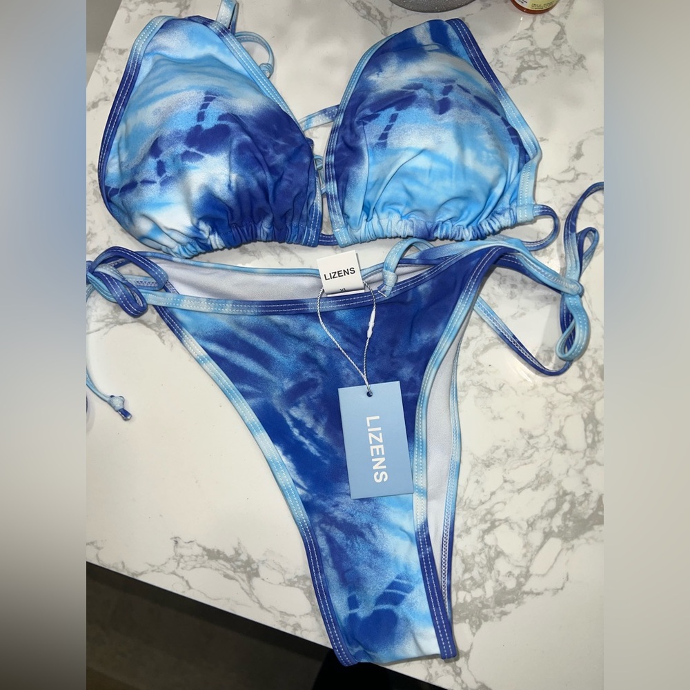 Blue Tie-Dye Bikini Set